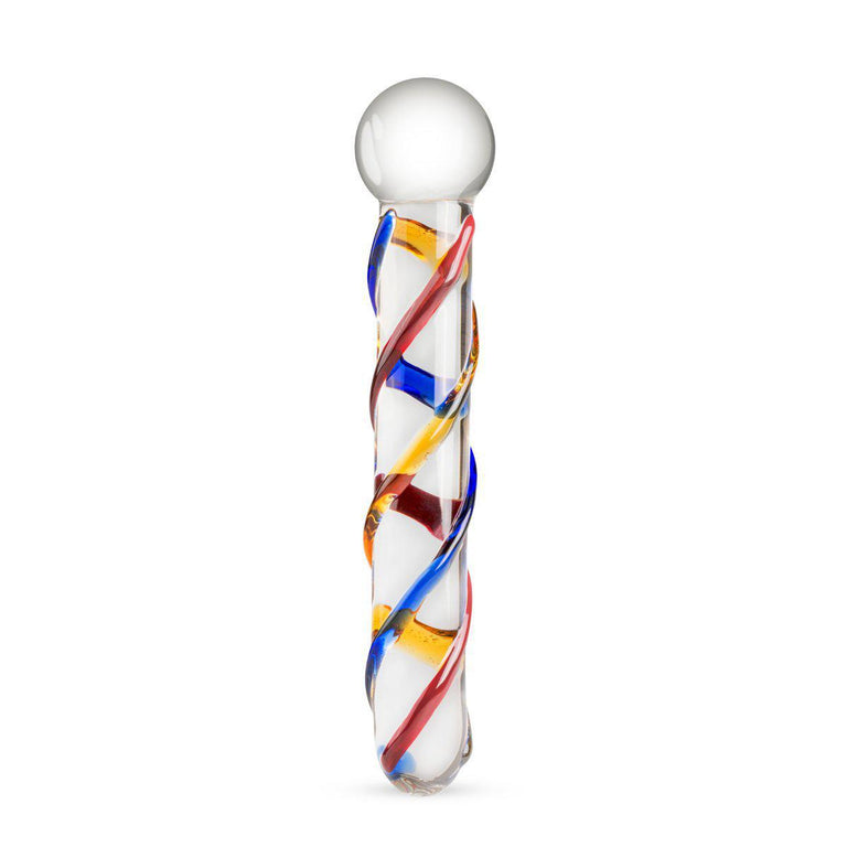 Straight & Ribbed Handmade Glass Dildo 7 Inch by Gildo on Ricky.com