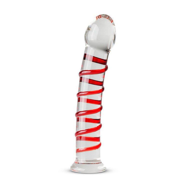 Curved & Ribbed Handmade Glass Dildo 7 Inch by Gildo on Ricky.com