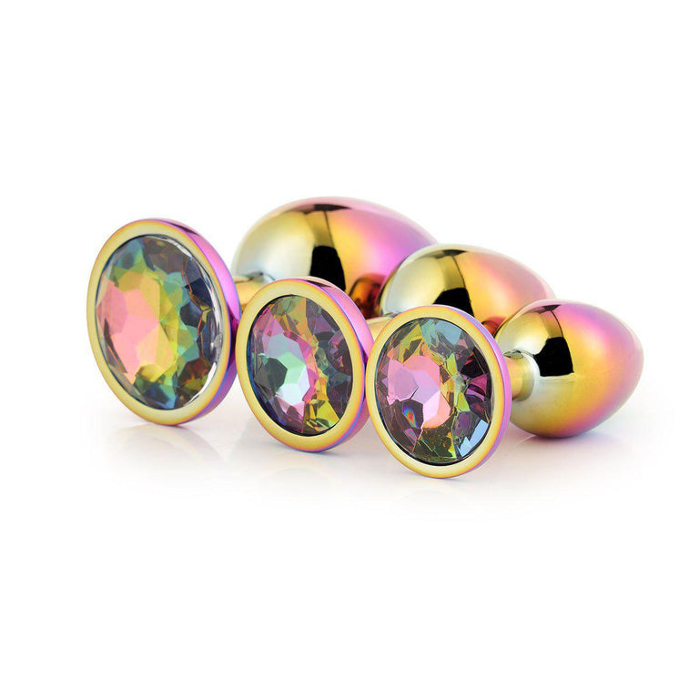 Rounded Gleaming Anal Plug Set with Jewel Base by Dream Toys on Ricky.com