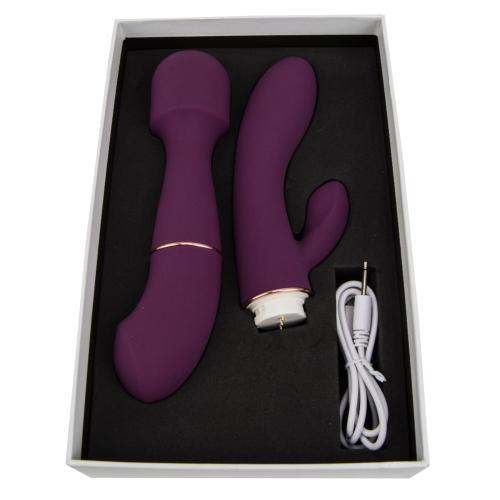 Dual Rechargeable Rabbit Vibrator & Wand Massager Set by Loving Joy on Ricky.com