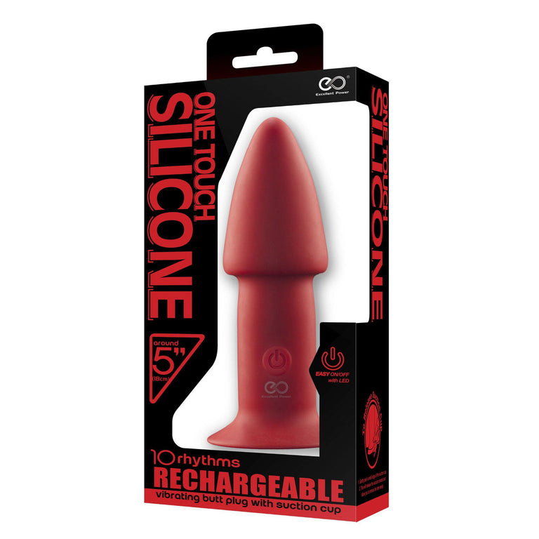 Large Rechargeable Vibrating Tapered Butt Plug 5 Inch by Excellent Power on Ricky.com
