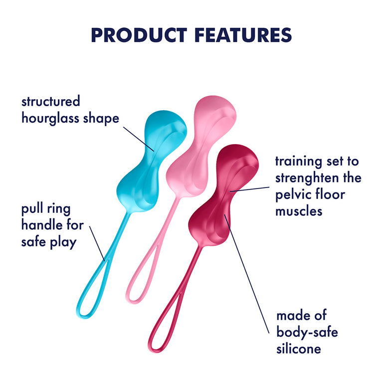 Silicone Double Kegel Ball Set of 3 Balls 60g - 92g by Satisfyer on Ricky.com