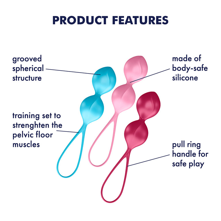 Silicone Double Kegel Ball Set of 3 Balls 80g - 150g by Satisfyer on Ricky.com