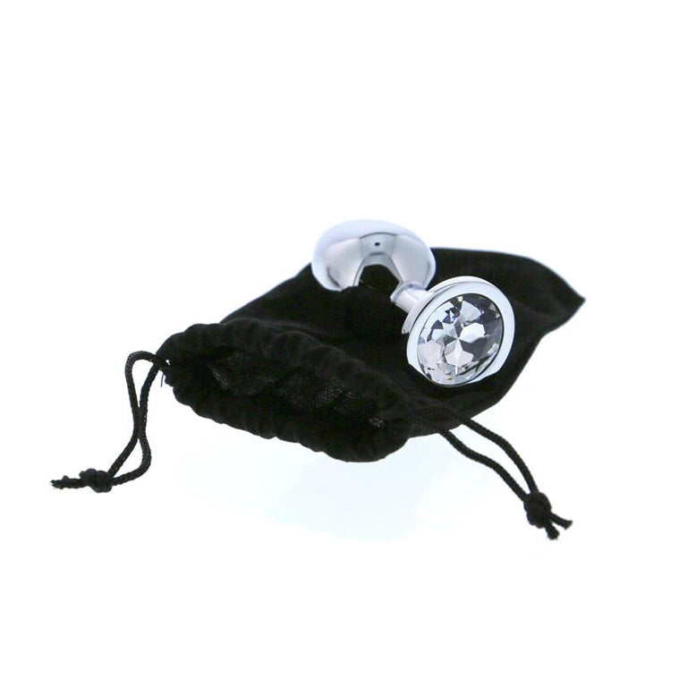 Rounded Metal Butt Plug with Jewel Base