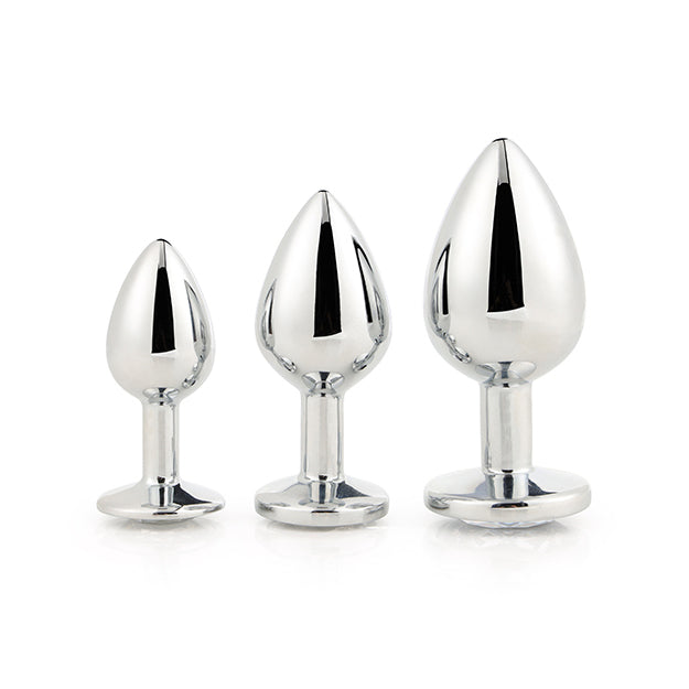 Rounded Metal Butt Plug with Jewel Base