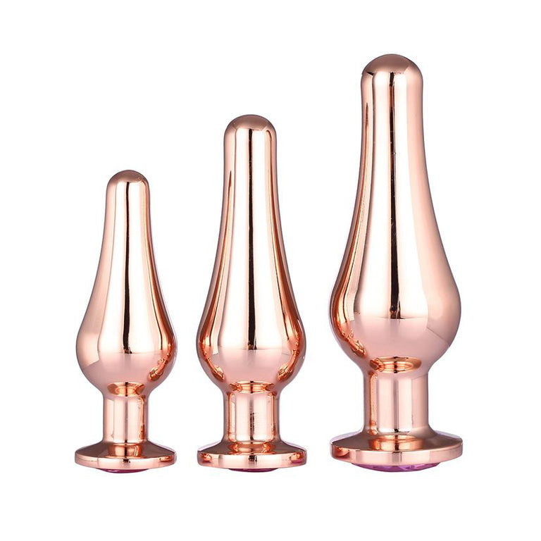 Tapered Metal Butt Plug with Jewel Base