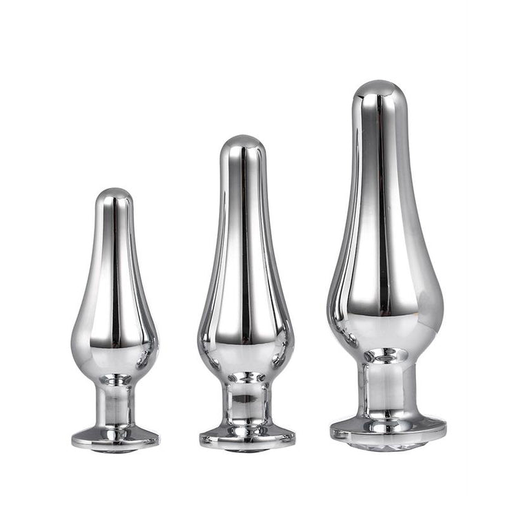 Tapered Metal Butt Plug with Jewel Base