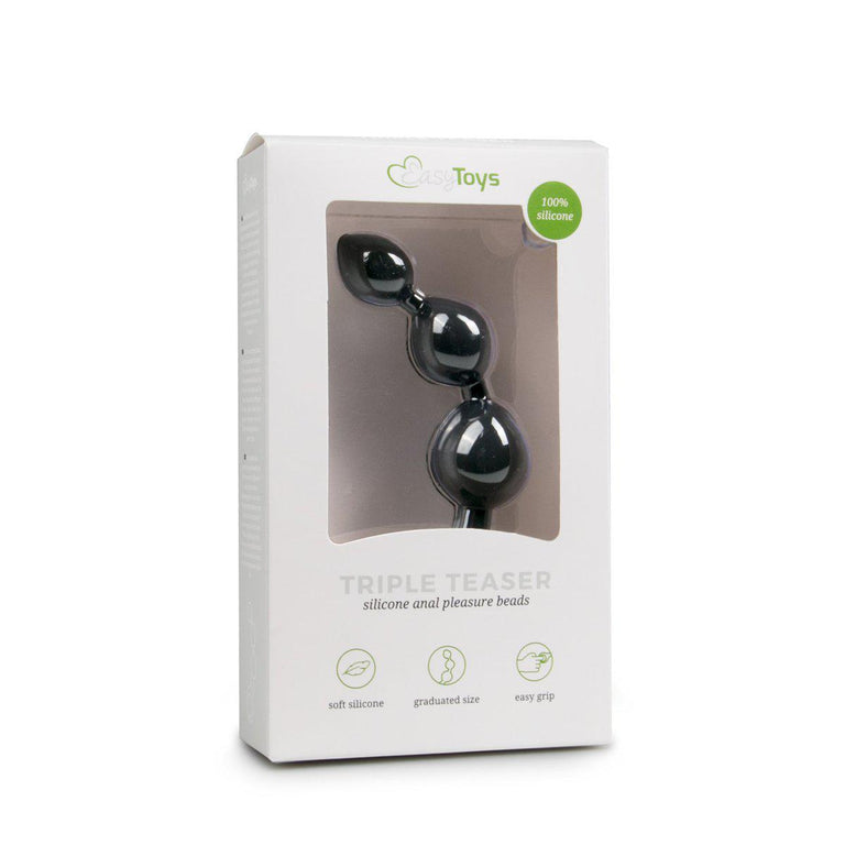 Triple Anal Bead Silicone Plug with Grip Ring 6 Inch by EasyToys on Ricky.com