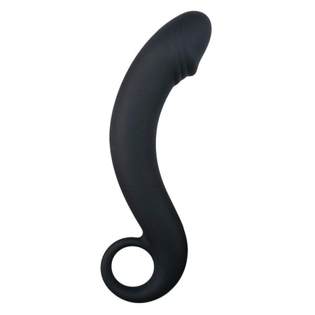 Curved Anal Dildo with Grip Ring 7 Inch
