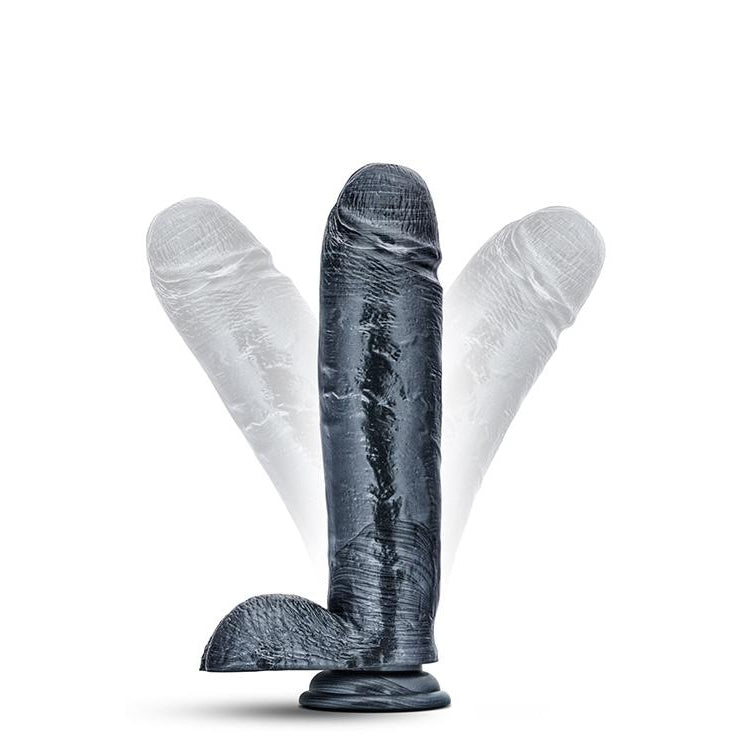 Extra Large Carbon Black Dildo with Suction Cup 10.5 Inch by Blush on Ricky.com