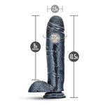 Extra Large Carbon Black Dildo with Suction Cup 10.5 Inch by Blush on Ricky.com