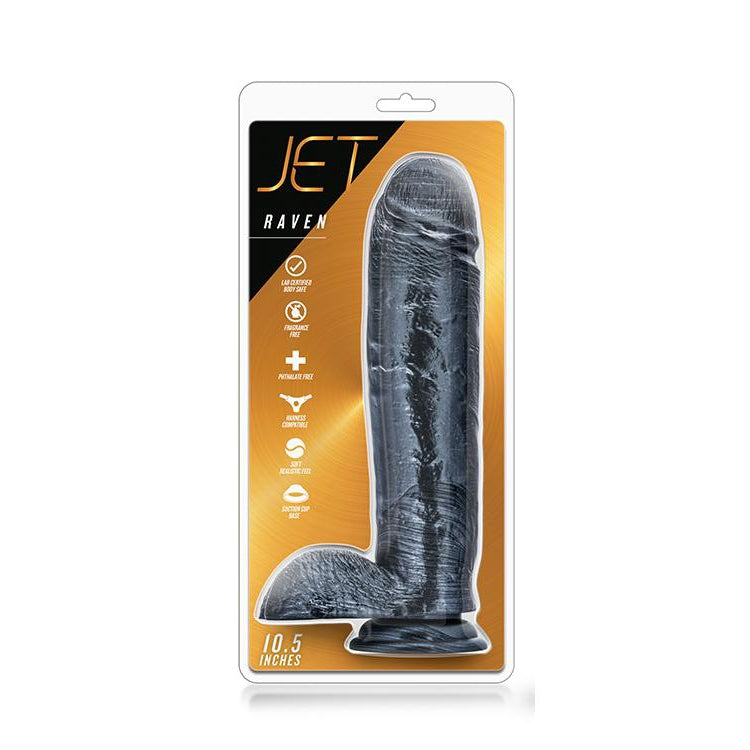 Extra Large Carbon Black Dildo with Suction Cup 10.5 Inch by Blush on Ricky.com
