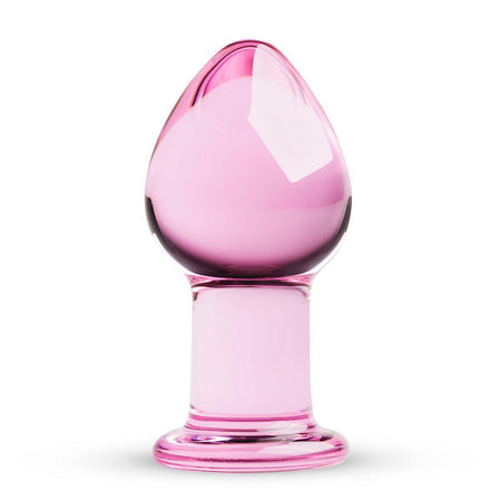 Wide Handmade Glass Butt Plug Pink 3.5 Inch