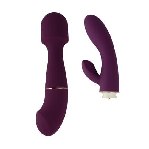 Dual Rechargeable Rabbit Vibrator & Wand Massager Set by Loving Joy on Ricky.com