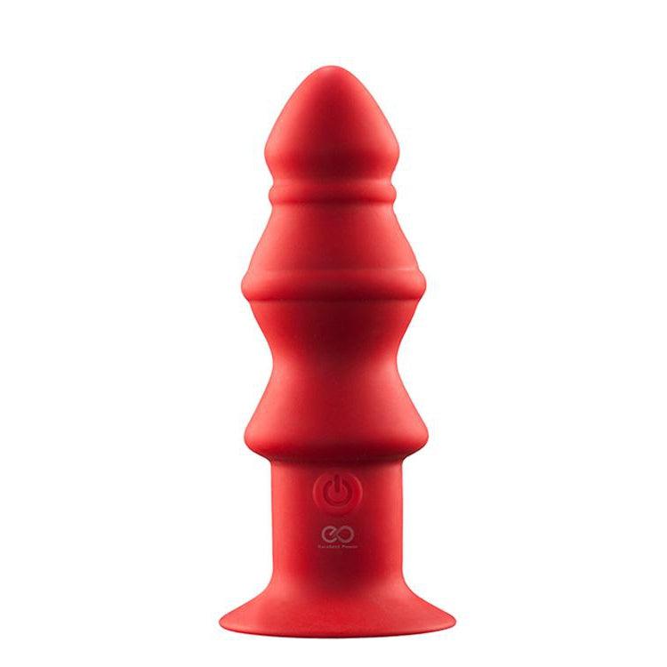 Large Rechargeable Vibrating Ribbed Butt Plug 5 Inch by Excellent Power on Ricky.com