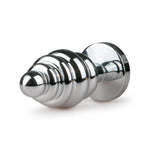 Ribbed Metal Butt Plug with Jewel Base 3 Inch by EasyToys on Ricky.com