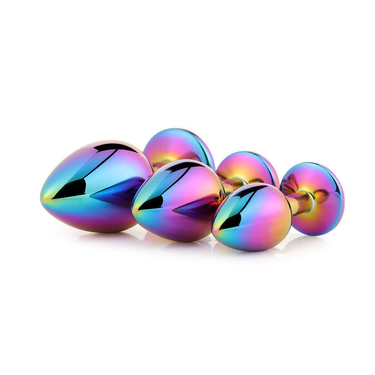 Rounded Gleaming Anal Plug Set with Jewel Base by Dream Toys on Ricky.com