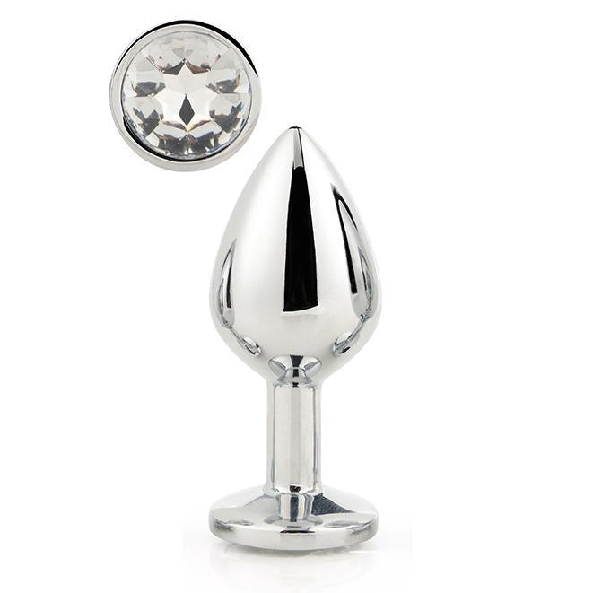 Rounded Metal Butt Plug with Jewel Base