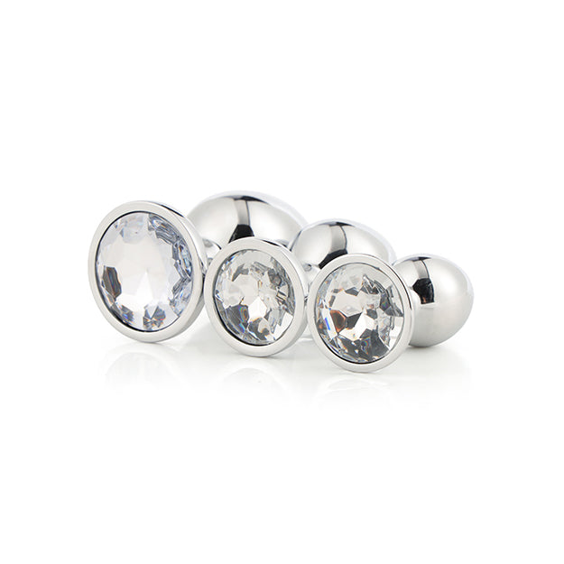 Rounded Metal Butt Plug with Jewel Base