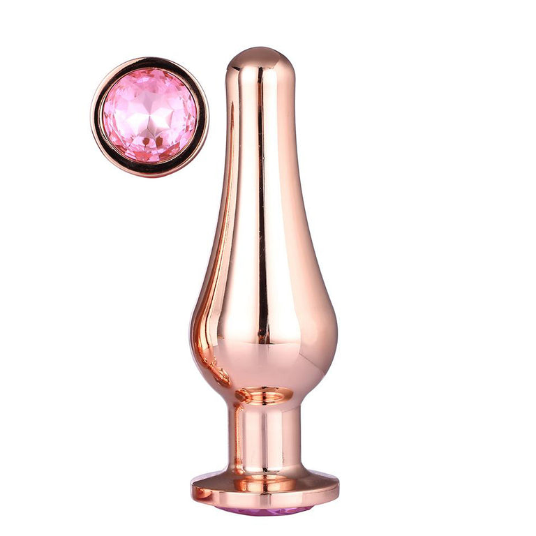Tapered Metal Butt Plug with Jewel Base